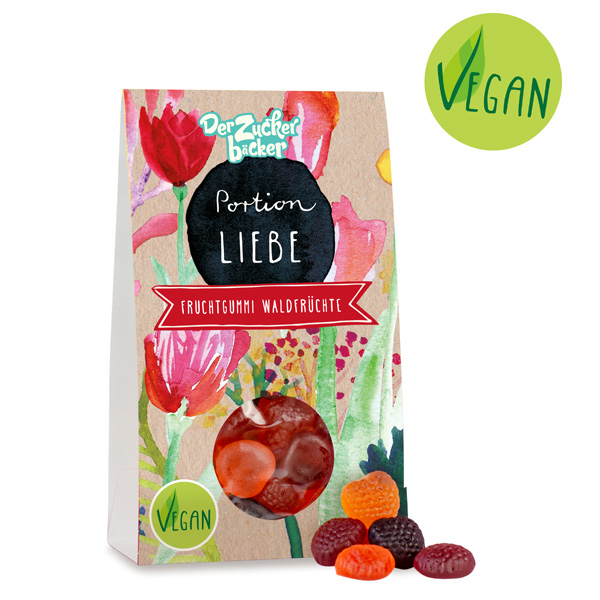 "Portion Liebe", vegane Fruchtgummis mit Waldfrucht-Geschmack, 86g von Der Zuckerbäcker GmbH