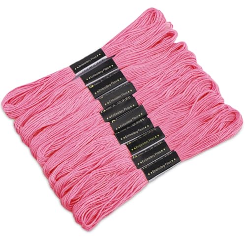 10 Knäuel Kreuzgarn, 8 m Baumwoll-Stickgarn, Kreuzstichgarn, Stickgarn, Stickgarn, Polyester-Faden, Freundschaftsarmbänder, Garn (Rosa) von Dercuy