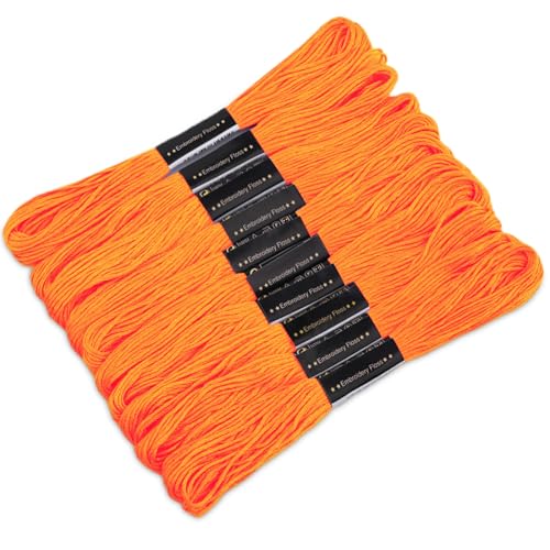 10 Knäuel Kreuzgarn, 8 m Baumwoll-Stickgarn, Kreuzstichgarn, Stickgarn, Stickgarn, Polyester-Faden, Freundschaftsarmbänder, Garn (orange) von Dercuy