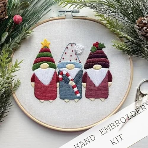 Dermonem Weihnachts-Stickset mit Stickrahmen für Bastelliebhaber, Weihnachtsmuster und Anleitung (evtl. nicht in deutscher Sprache), Stickerei-Starter-Set für Erwachsene, DIY-Weihnachtsgeschenk für von Dermonem