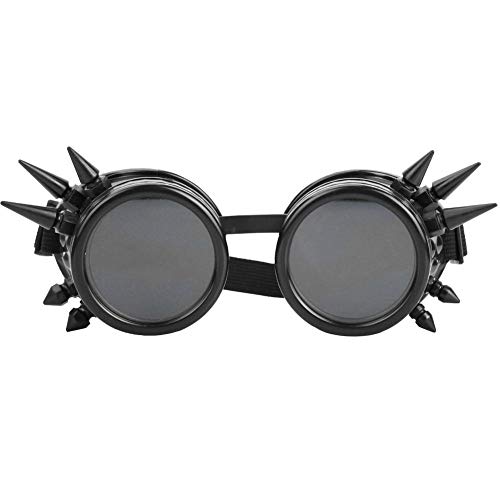 Deror Vintage Spiked Steampunk Brille Cosplay Brille Doppelschicht Winddicht(Schwarz) von Deror