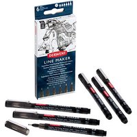 DERWENT Line Maker Fineliner-Set schwarz, 6 St. von Derwent