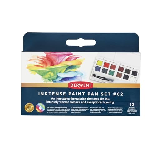 Derwent Inktense Aquarellfarben Palette #2, 12-teiliger Malkasten, wasserlösliche Aquarellfarben, ideal zum Malen und Gestalten auf Papier und Stoff, professionelle Qualität, Reisegröße, 2306244 von Derwent