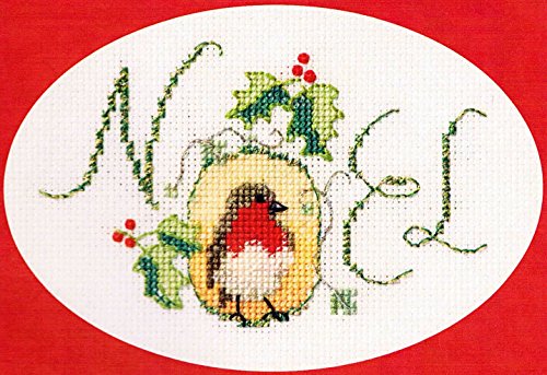 Bothy Threads Grußkarte Kreuzstich-Set Weihnachten Rotkehlchen, 13.3x9cm, DWCDX53, Zählmuster von Bothy Threads