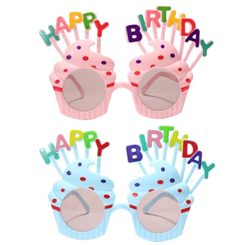 2 Stück Partybrille Für Erwachsene - Spaßbrille - Partybrillen Happy Birthday - Lustige Spaßbrillen Für Geburtstag, Scherzbrillen Für Groß & Klein, Bunt, Unisex-Kinder von Derwrtup