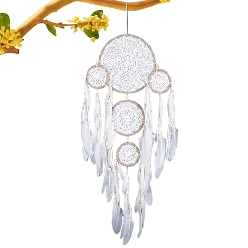 Derwrtup Boho Traumfänger,Traumfänger,Traumfänger mit fünf Ringen | Wanddekoration, Traumfänger, Boho-Traumfänger, Federornament für Erwachsene, für Teenager-Wohnheimdekoration von Derwrtup