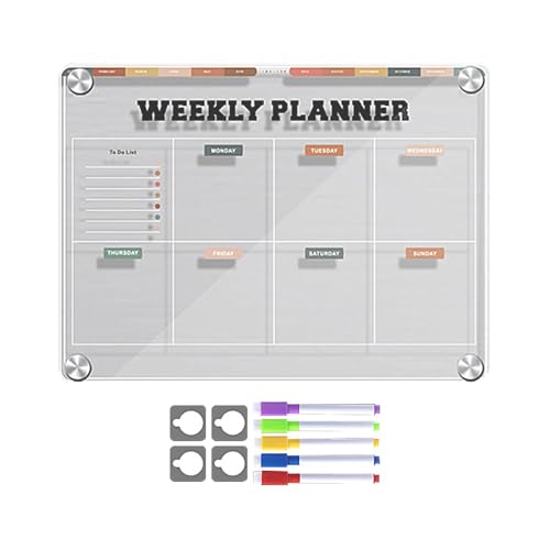 Derwrtup Kühlschrank-Whiteboard | Kühlschrankkalender Wiederverwendbares Whiteboard | 30,5 x 22,9 cm Acryl, durchsichtiges Nachrichtenbrett, Kühlschrank-Notizblock, Planertafel für monatliche von Derwrtup