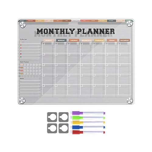 Derwrtup Kühlschrank-Whiteboard | Wiederverwendbares magnetisches Kalender-Whiteboard für Kühlschrank,30,5 x 22,9 cm Acryl, durchsichtiges Nachrichtenbrett, Kühlschrank-Notizblock, Planertafel für von Derwrtup