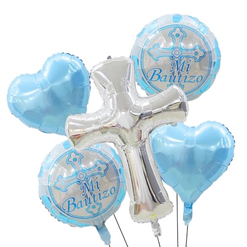 Derwrtup Luftballons für die Erstkommunion, Dekorationen für die Heilige Kommunion | Aluminiumfolie Taufballons Taubenballons 5er Set - Neuartiges Partyzubehör, Taufdekoration, Luftballons für die von Derwrtup