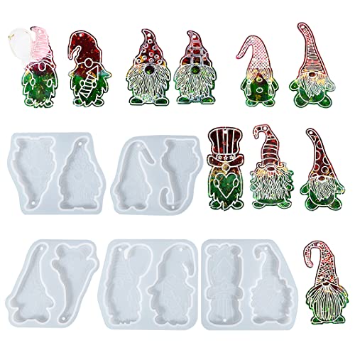 DeryArcle 5 Stück silikonform Schlüsselschnalle weihnachten wichtel Zwerg Gießformen Epoxidharz Harz Formen Schmuck Christmas Gnome Mold for DIY Handwerk, Anhänger, Weihnachtsbaum Dekoration von DeryArcle