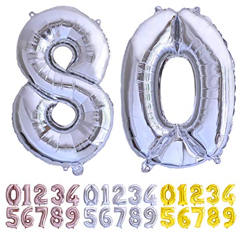 Luftballon Geburtstag Nr. 80 XXL Silber - Riesen Folienballon in 70 cm Geburtstagsdeko | Ballon Zahl Deko zum Geburtstag | fliegt mit Helium Luftballon Geburtstag Nr. 80 XXL Silber - Riesen Folienballon in 70 cm Geburtstagsdeko | Ballon Zahl Deko zum Geburtstag | fliegt mit Helium von Desconocido