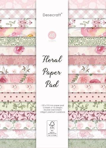 Desecraft 48 Blatt Frühling Vintage Scrapbooking Karton Dekoratives Papier Pack für Kartenherstellung Journaling Planer Origami Scrapbook Papier Scrapbook Materialien Supplies von Desecraft