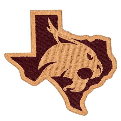 Desert Cactus Texas State University Patch – bestickte Aufnäher zum Aufbügeln oder Aufnähen für Blazer, Jacken, Rucksäcke, Taschen, Hüte und taktische Ausrüstung – Texas State Bobcats (Patch – Design von Desert Cactus