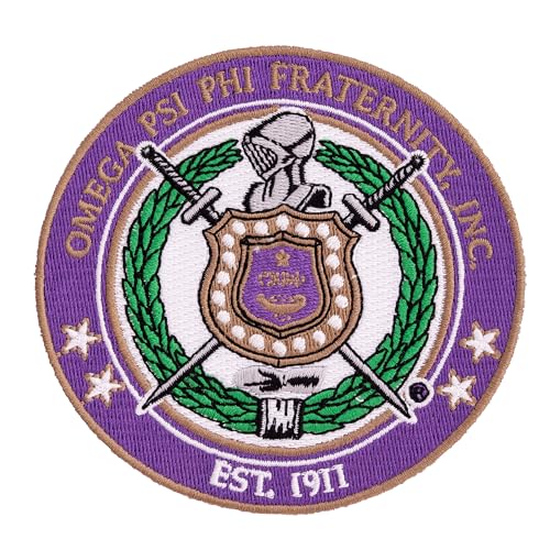 Omega Psi Phi Patch Fraternity Divine 9 OPP bestickte Applikation Patch zum Aufnähen oder Aufbügeln auf Blazer Jacke Tasche (Design B) von Desert Cactus