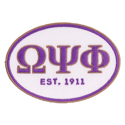 Omega Psi Phi Patch Fraternity Divine 9 OPP bestickte Applikation Patch zum Aufnähen oder Aufbügeln auf Blazer Jacke Tasche (Design C) von Desert Cactus