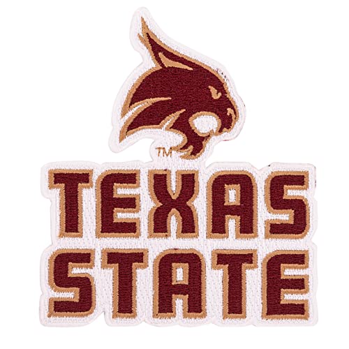 Texas State University Patch TXState Bobcats bestickte Applikation Patch zum Aufnähen oder Aufbügeln Blazer Jackentasche (Patch – Design B) von Desert Cactus