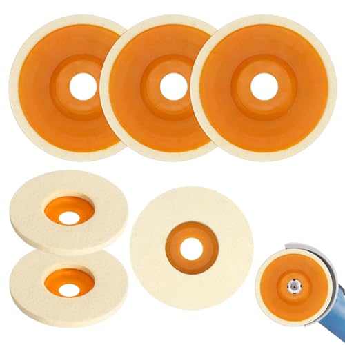 DesertBoy 6 Pcs Wolle Polieraufsatz Winkelschleifer, Wolle Buffing Polierscheibe Pad, 125mm Polierscheibe Winkelschleifer, Winkelschleifer Wolle Schwabbelscheibe, voor Polieren von Glas Keramik Metall von DesertBoy