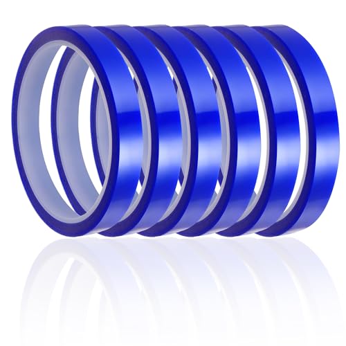 DesertBoy 6 Rollen Blaues Wärmeband, Hitzebeständiges Klebeband, 10mm x 33m, Wärmeband für Sublimation, Kapton Tape, Polyimid Film Klebeband, Hochtemperaturband, für Sublimation, Maskieren, Schweißen von DesertBoy