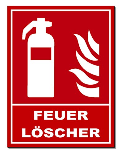 Feuerlöscher-Schild-Aluminium Verbund-200 x 150 x 2 mm-Warnschild-Hinweisschild-Türschild (1307-200 x 150 x 2 mm mit Klebepads) von Desi-Schilder