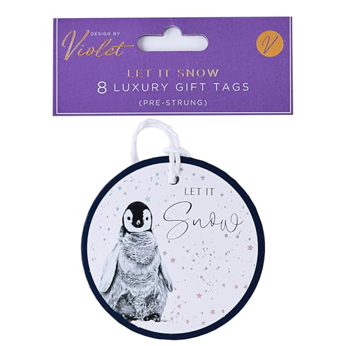 Design by Violet Weihnachts-Geschenkanhänger mit Aufschrift "Let it Snow", Pinguin, vorbespannt, luxuriös, Geschenkanhänger für Geschenke, Geschenkpapier für Weihnachten, 8 Stück von Design By Violet