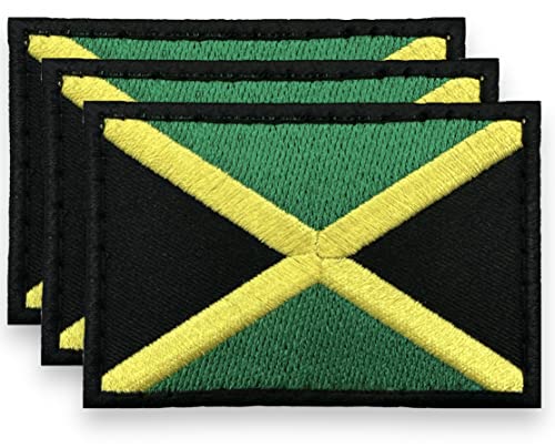 DM 3 Pack Jamaica Flag Patch Jamaican Flags Patchs, Jamaica Tactical Flag Embroidery Patch with, for Hats, Tactical Bags, Jackets, Clothes Patch Team Military Patch von Design Master Industry