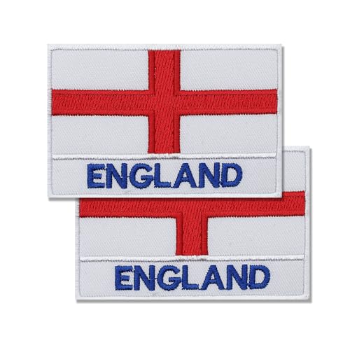 DM 2 Stück bestickte Aufnäher mit England-Flagge, 2 Stück, zum Aufbügeln oder Aufnähen, bestickt, taktischer Militär, National UK Patch von Design Master industry