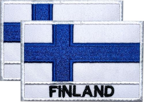 DM 2 Stück bestickte Aufnäher mit Finnland-Flagge, 7,6 x 5,1 cm, Set mit 2 Stück zum Aufbügeln oder Aufnähen, bestickter taktischer Militär-Aufnäher von Design Master industry