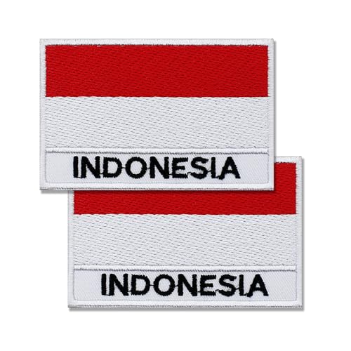 DM 2 Stück bestickte Aufnäher mit Indonesien-Flagge, 2 Stück, zum Aufbügeln oder Aufnähen, bestickt, taktisch, Militär, national, indonesischer Aufnäher von Design Master industry