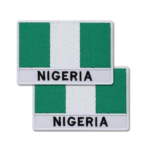 DM 2 Stück bestickte Aufnäher mit Nigeria-Flagge, 2 Stück, zum Aufbügeln oder Aufnähen, bestickt, taktisch, Militär, Nigerianischer Aufnäher von Design Master industry