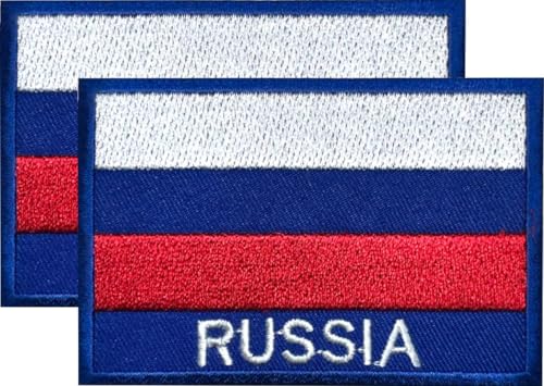 DM 2 Stück bestickte Aufnäher mit Russland-Flagge, 2 Stück, zum Aufbügeln oder Aufnähen, bestickt, taktisch, Militär, national, russischer Aufnäher von Design Master industry