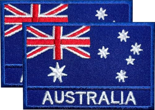 DM Aufnäher mit Australien-Flagge, bestickt, 7,6 x 5,1 cm, 2 Stück, zum Aufbügeln oder Aufnähen, bestickt, taktisch, Militär, Australien von Design Master industry