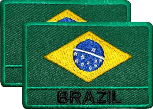 DM Aufnäher mit Brasilien-Flagge, bestickt, 7,6 x 5,1 cm, 2 Stück, zum Aufbügeln oder Aufnähen, bestickt, taktisch, Militär, brasilianischer Aufnäher von Design Master industry