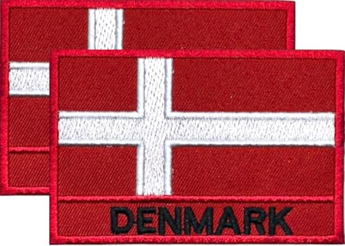 DM Aufnäher mit Dänemark-Flagge, bestickt, 7,6 x 5,1 cm, 2 Stück, zum Aufbügeln oder Aufnähen, bestickt, taktisch, Militär, dänischer Aufnäher von Design Master industry