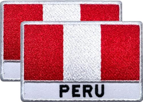 DM Aufnäher mit Peru-Flagge, bestickt, 7,6 x 5,1 cm, 2 Stück, zum Aufbügeln oder Aufnähen, bestickt, taktisch, Militär, peruanischer Aufnäher von Design Master industry