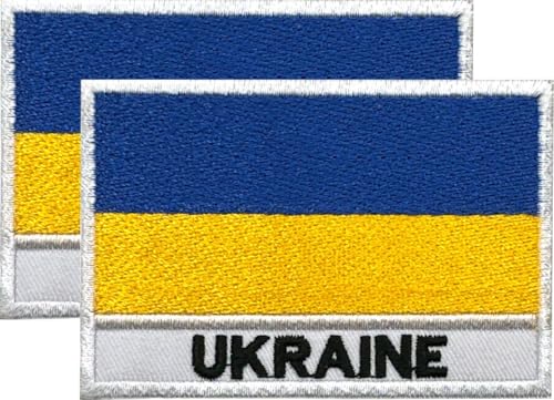 DM Aufnäher mit Ukraine-Flagge, bestickt, 7,6 x 5,1 cm, 2 Stück, zum Aufbügeln oder Aufnähen, bestickt, taktisch, Militär, ukrainischer Aufnäher von Design Master industry