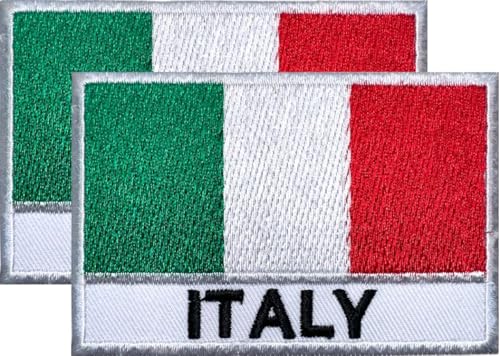 DM Aufnäher mit italienischer Flagge, bestickt, 7,6 x 5,1 cm, 2 Stück, zum Aufbügeln oder Aufnähen, bestickt, taktisch, Militär, italienischer Aufnäher von Design Master industry