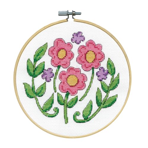 Design Works Crafts Inc. Kreuzstich-Set mit rosa Blumen und Kreolen von Design Works Crafts Inc.