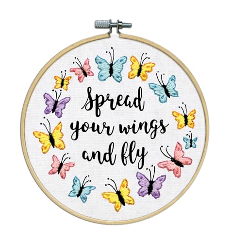 Design Works Crafts Inc. Spread Your Wings gestempelt für Stickset mit Reifen von Design Works Crafts Inc.