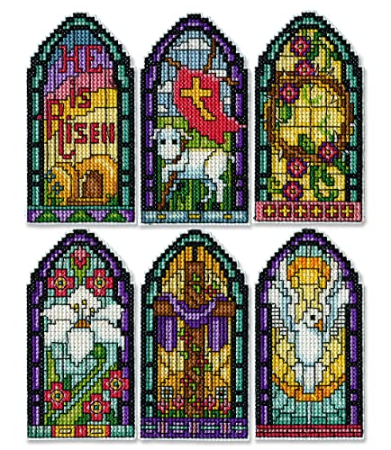 Design Works Plastic Canvas Ornament Kit 2"X4" Set of 6-Stained Glass (14 Count) von Design Works