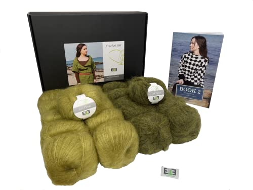 DesignEtte Häkelset Northern Lights 70% Kid Mohair and 30% Seide Garn XL Green Flash/Olive No-S-9314 von DesignEtte