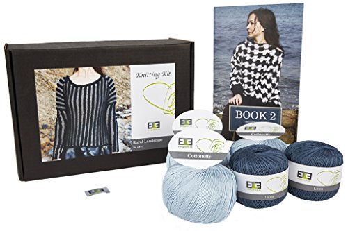 DesignEtte Strick-Set Ländliche Landschaft, Garn aus 50% Seide und 50% Wolle, Seide, Indigo, 2X-Large von DesignEtte