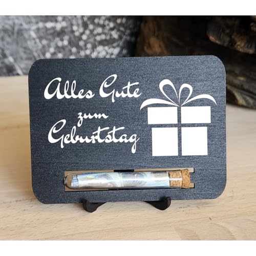 Designbysh Alles Gute zum Geburtstag Geldgeschenk Set inkl. Mini Staffelei Geschenkkarte, Präsent, Aufmerksamkeit aus Holz im Kleinformat, Kreatives Geldgeschenk Verpackung, Coole Geldkarte von Designbysh