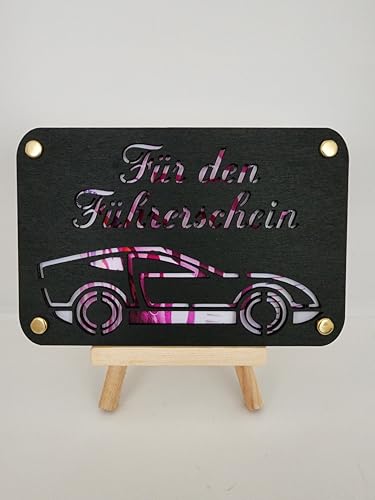 Designbysh Geldgeschenk für den Führerschein, Geschenk, Präsent, Aufmerksamkeit aus Holz im Kleinformat, Kreatives Geldgeschenk Verpackung, Coole Geldkarte (schwarz) von Designbysh