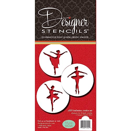 Designer Schablonen C889 Ballerina Cookie Schablonen-Set, beige/halbtransparent von Designer Stencils