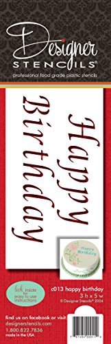 Designer Stencils C013 Happy Birthday Kuchenschablone, beige/halbtransparent von Designer Stencils