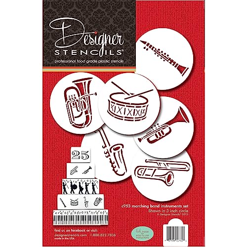 Marching Band Instrumente Cookie Schablone von Designer Schablonen von Designer Stencils