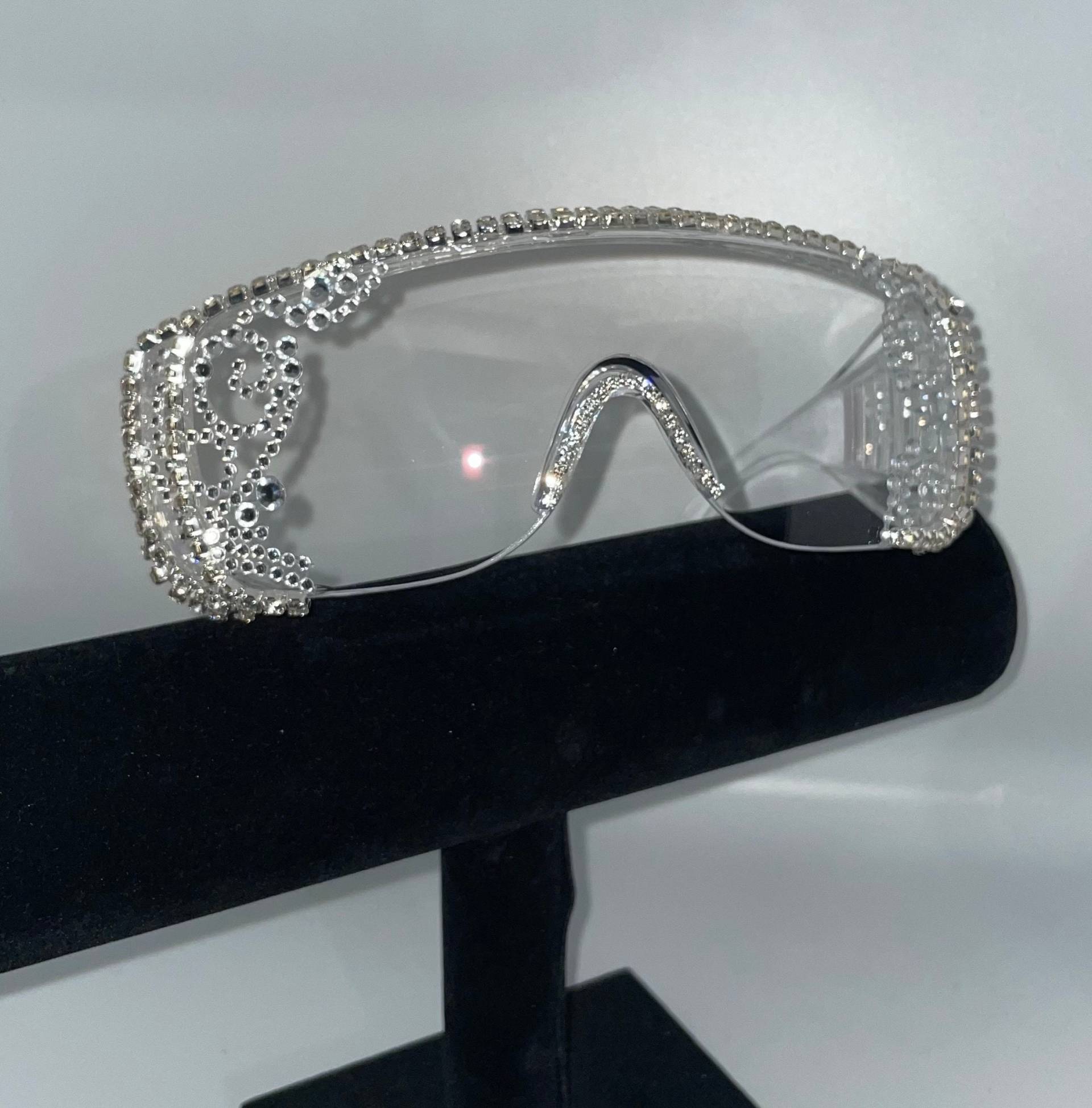 strass Augen Brille | Swirl Silber Bling Robuster Augenschutz Geschenk Für Krankenschwestern Und Handwerker von DesignsByJMoB