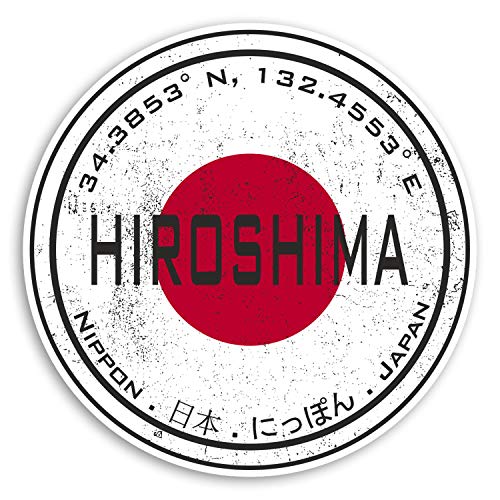 2 x 10 cm Hiroshima Japan Vinyl-Aufkleber – japanische Flagge Aufkleber Gepäck #20456 (10 cm breit) von Destination Vinyl ltd