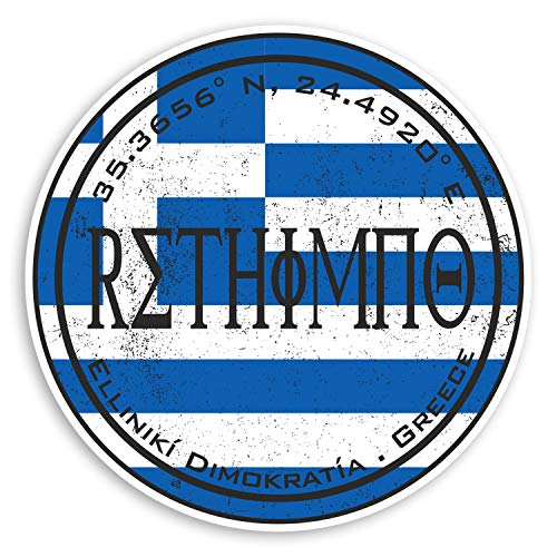 2 x 10 cm Rethimno Kreta Griechenland Vinyl Aufkleber Griechenland Griechische Flagge Aufkleber Gepäck #20435 (10 cm breit) von Destination Vinyl ltd