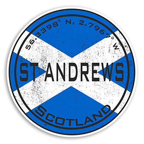 2 x 10 cm St. Andrews Schottland Vinyl-Aufkleber – Flagge Golf Aufkleber Gepäck #20446 (10 cm breit) von Destination Vinyl Ltd